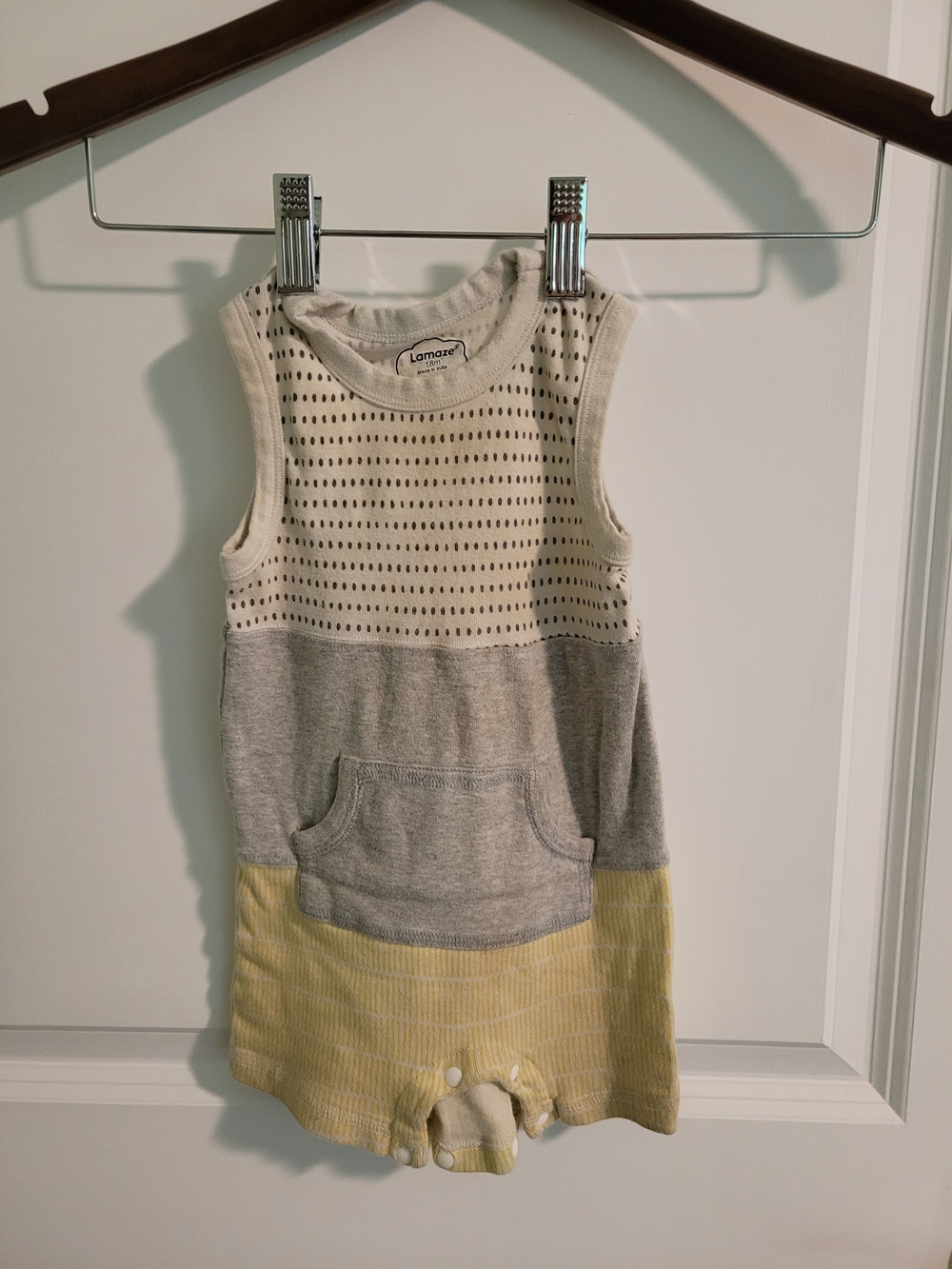 Lamaze Yellow & Gray Sleeveless Romper